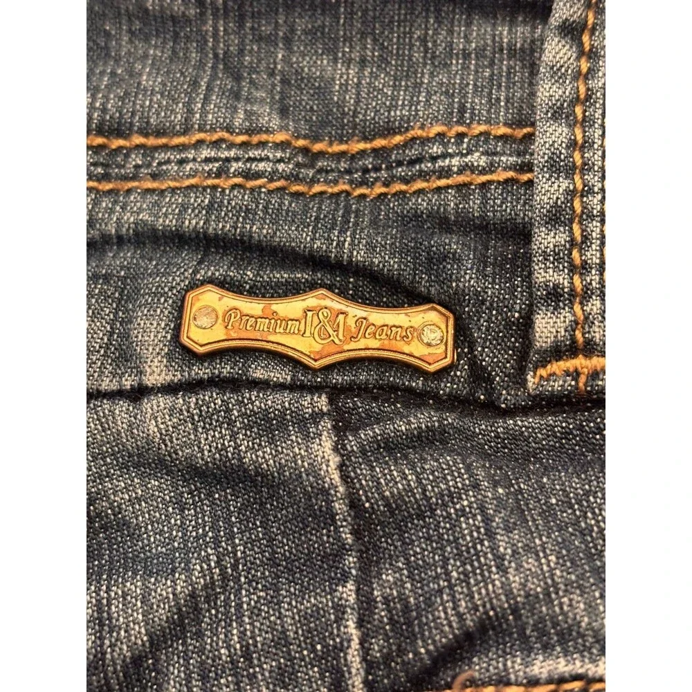 Premium J & M Jeans Studded Jeans BlueButton Fly Mid Rise, Size L Youth